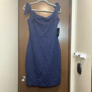 NWT Lulu's Navy Drape Neck Tie Shoulder Midi Dress Women's Size XL Formal Work